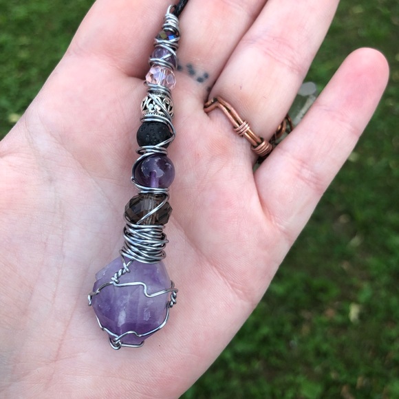 Wire Wrapped Amethyst Cluster Point Wand / Necklace / Oddity - Picture 5 of 13